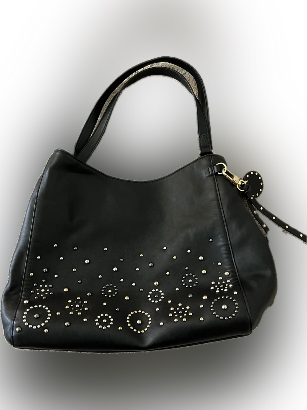 Studded Black Leather-Effect Women's Nine West Shoulder Bag